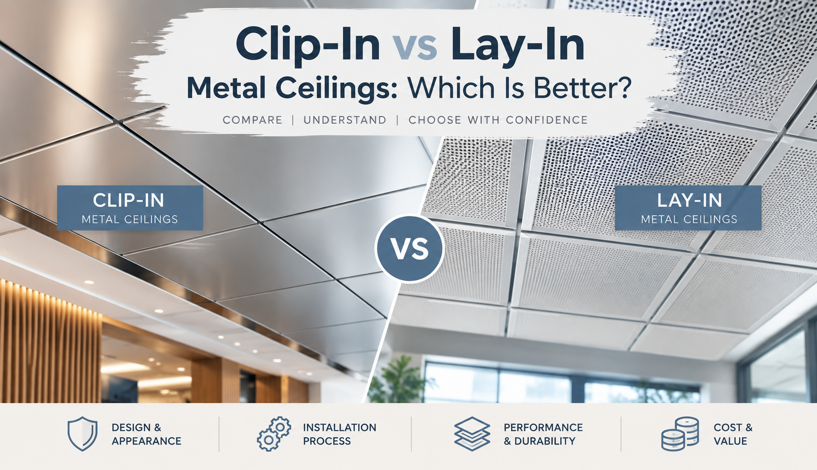 Clip-In vs Lay-In Metal Ceilings: Which Is Better?